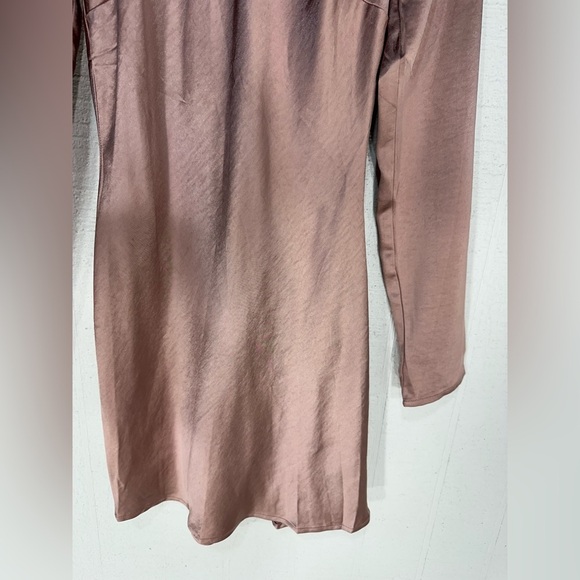 NWOT Lulus Poised Aura Dusty Mauve Satin Mock Neck backless Mini Dress size S - Picture 4 of 16
